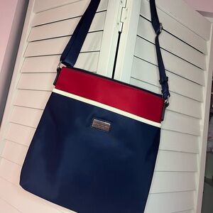 Tommy Hilfiger Navy Crossbody Bag with Red Accent and White Trim